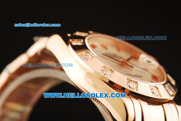 Rolex Datejust Swiss ETA 2836 Automatic Movement Full Rose Gold with White Dial and Roman Numerals - Click Image to Close